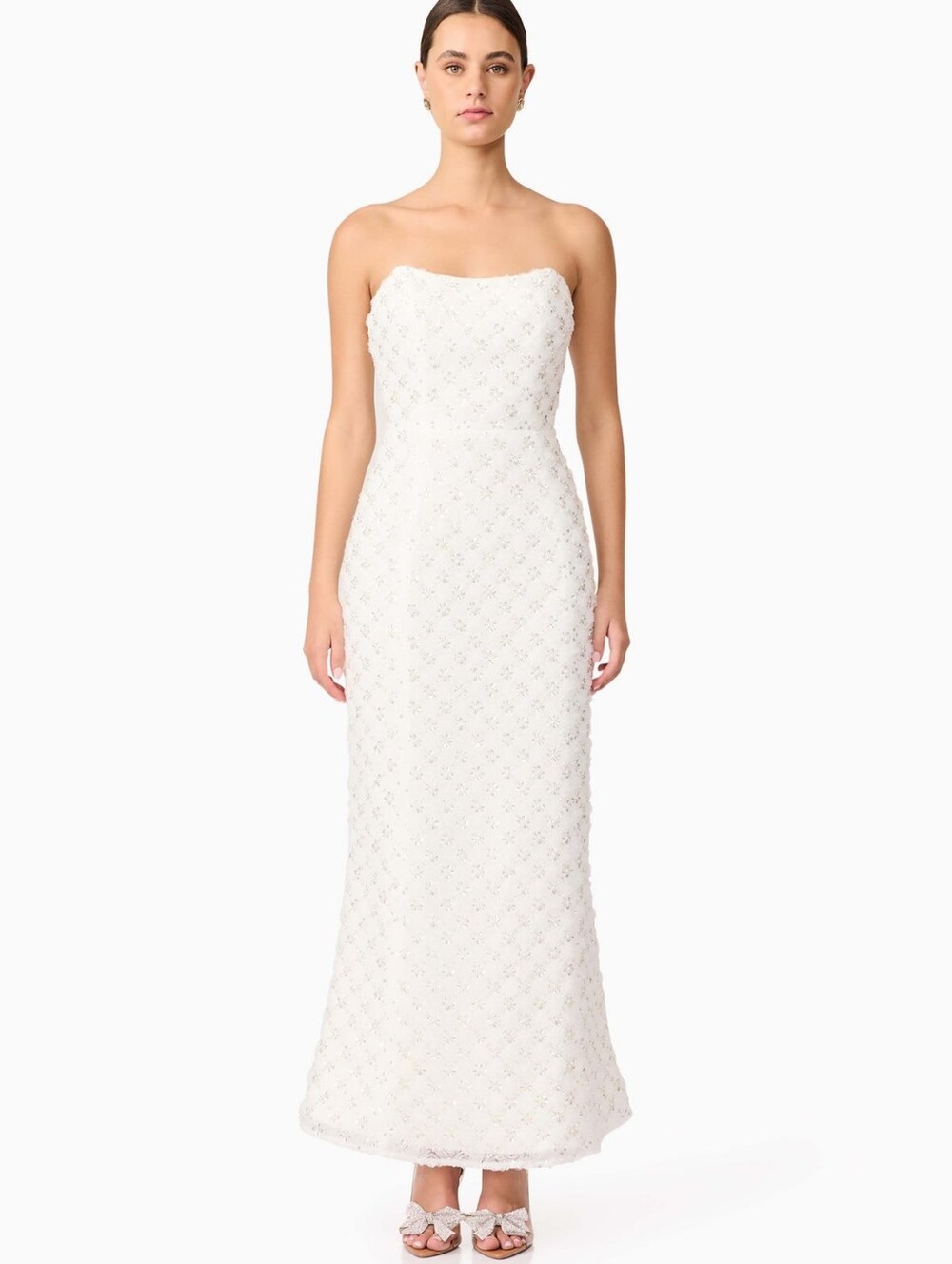 ELLIATT Lola Embellished Strapless Gown White Maxi Formal Size M NWT - Picture 3 of 14